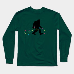 Bigfoot and Christmas String Lights Long Sleeve T-Shirt